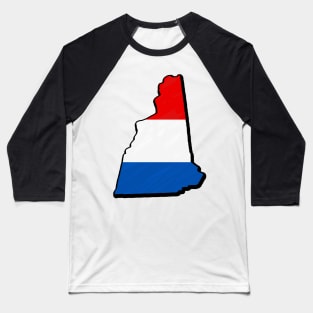 Red, White, and Blue New Hampshire Outline Baseball T-Shirt